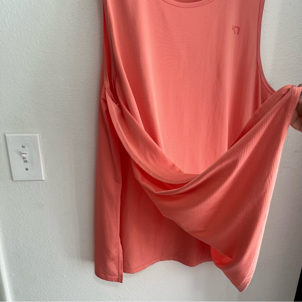 Kari Tara Linea Tank Top Coral Pink Workout Shirt Womens Size XL Running Yoga - Picture 3 of 6